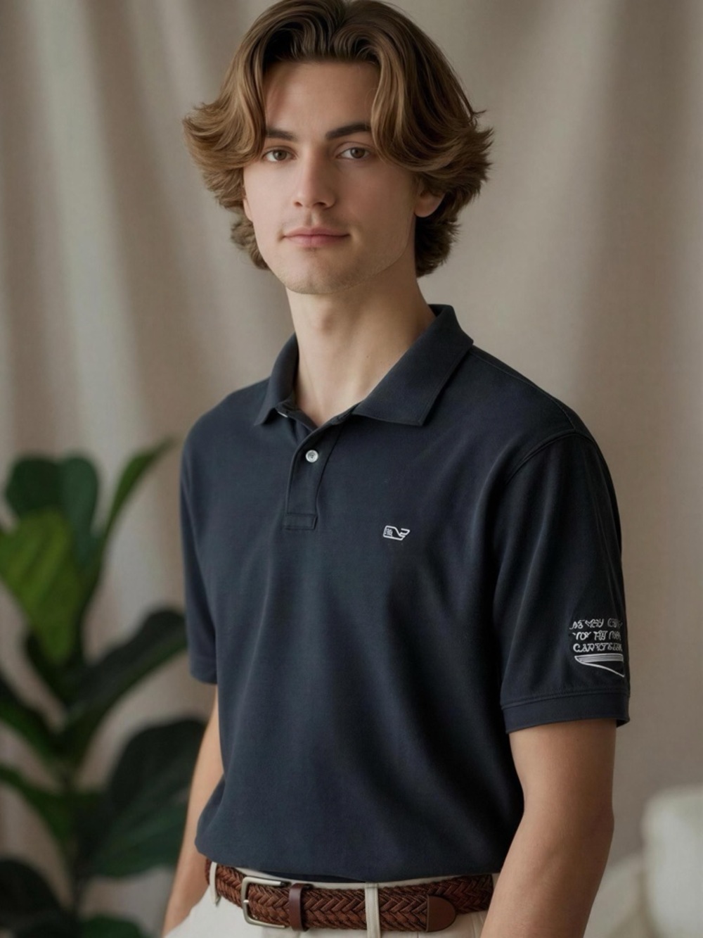 Vineyard Vines Men's Black Polo with Whale Logo